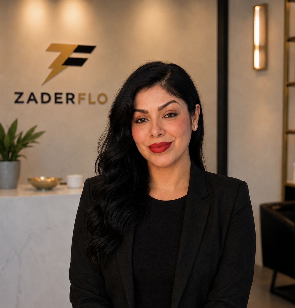 Bella, the ZaderFlo Systems 24/7 AI booking concierge avatar